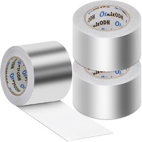 3 Pack Aluminum Foil Tape Bulk 4 Inch x 55 Yards, Heavy Duty Metal Duct Tape, High Temperature Silver Tape for Sealing & Patching, HVAC, Air Ducts, Insulation Metal Repair