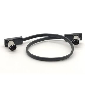 MIDI 5 Pin to 5 Pin Angled MIDI Cable with 30cm Round Black Cable