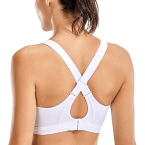 SYROKAN High Impact Criss Cross Sports Bras for Women High Neck Wirefree Full Coverage Padded