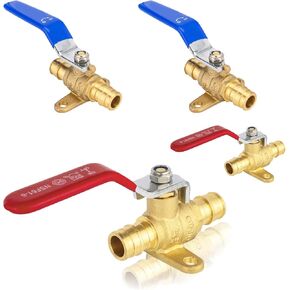 (Pack of 2) Seelink 1/2 Inch PEX-A Expansion Drop Ear Ball Valve, Brass Shut Off Valve for Pex-A Pipe Connection, ASTM F1960, Red&Blue