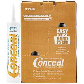 12 Pack of 10.5 Oz Sashco 46030 Conceal Brown Tone Water-Based Textured Caulk