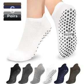 Muezna 6 Pairs Pilates Grip Socks for Women, Non Slip Yoga Socks with Grips, Grippy Socks for Barre, and Hospital