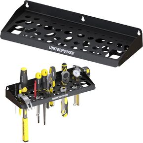 Wall Mount Tool Storage Rack, Screwdriver Holder, Pliers Organizer, Wrench Utility Shelf, 51 Holes for Variety of Small Hand Tools, Workshop, Shed, Garage, Home