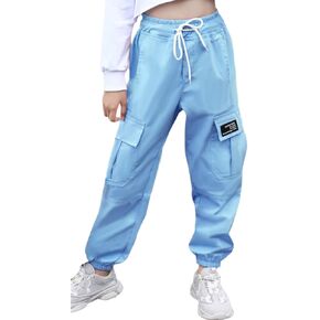 SANGTREE Womens Cargo Pants Drawstring Elastic Waist Tapered Jogger Pants with Pockets for Women,Grey,XL