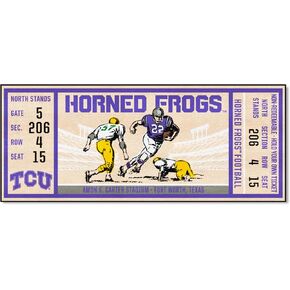 FANMATS 23142 NCAA - TCU Horned Frogs Ticket Design Runner Rug - 30in. x 72in. | Sports Fan Area Rug, Home Decor Rug and Tailgating Mat