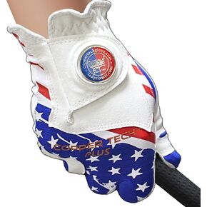 Copper Tech Plus Women's Golf Gloves – Patriotic National Flag Pattern with Ball Marker –Premium Copper Infused Womens Golf Gloves