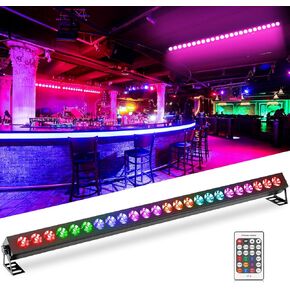 LED Stage Wash Light Bar, 80W 24 LED RGB 3in1 Dj Light Bar Charged with Remote Control, Wall Washer Light Support DMX & Sound Activated,Battery 11000MA Light Bar for Wedding Church Bar Party Disco