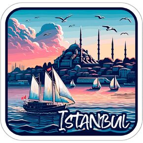 Istanbul Sticker Weatherproof Vintage Decal Vinyl Small Waterproof for Water Bottle Mug Passport Scrapbook Notebook Laptop Tumbler Skateboard Computer Phone 4" ID44990