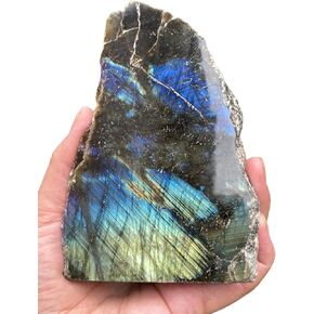 Natural Labradorite Slab, High Flash Free Standing Display Specimens, Raw Labradorite Slab Cut Base (0.5-1 lb)