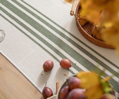 Caflife Boho Table Runner for Modern Farmhouse Decor, Dining Table décor 13 x 90 Inch Long, Coffee Table Runner with Handcrafted Tassels, Green and Beige Stripe Table Runner for Home Boho décor in Kuwait
