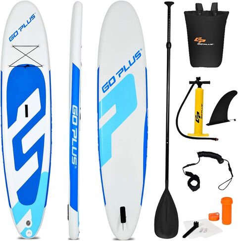 Inflatable Stand Up Paddle Board, Lightweight Surfboard Body Board with Non-Slip Deck, Adjustable Paddle, Wrist Leash, Removable Fin, Carry Bag, 11’ x 30'' x 6'' (L x W xH), Blue in Saudi Arabia