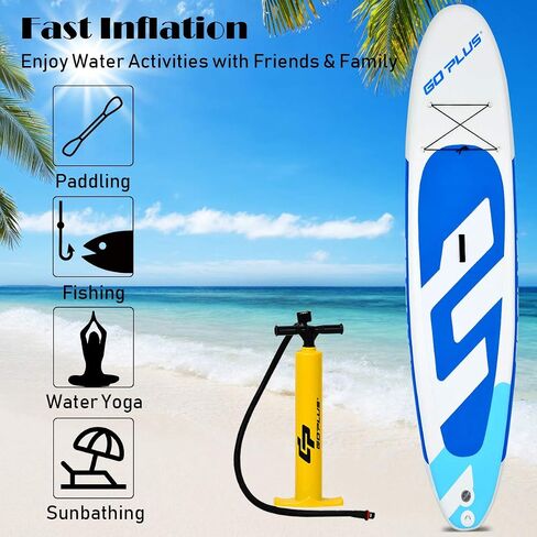 Inflatable Stand Up Paddle Board, Lightweight Surfboard Body Board with Non-Slip Deck, Adjustable Paddle, Wrist Leash, Removable Fin, Carry Bag, 11’ x 30'' x 6'' (L x W xH), Blue in Saudi Arabia