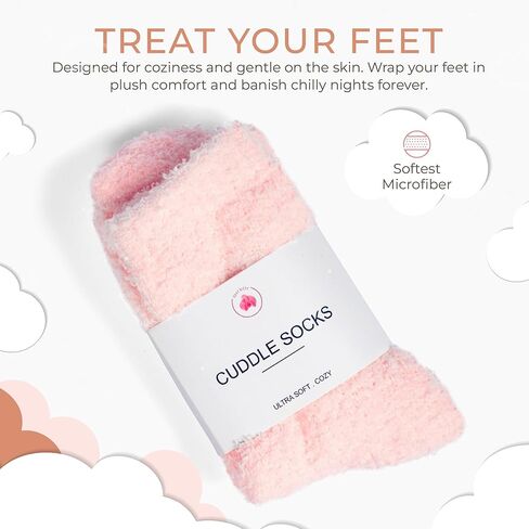 Cloud Socks for Women & Men - Light Pink Socks - Unisex Fit Microfiber Sleep Socks for Men & Women - Ultra Plush, Luxurious, & Cozy Socks - Machine Washable Super Comfy Socks - 2 Pairs in Saudi Arabia