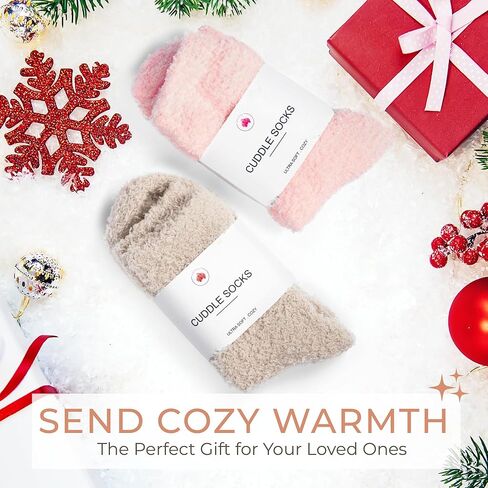 Cloud Socks for Women & Men - Light Pink Socks - Unisex Fit Microfiber Sleep Socks for Men & Women - Ultra Plush, Luxurious, & Cozy Socks - Machine Washable Super Comfy Socks - 2 Pairs in Saudi Arabia