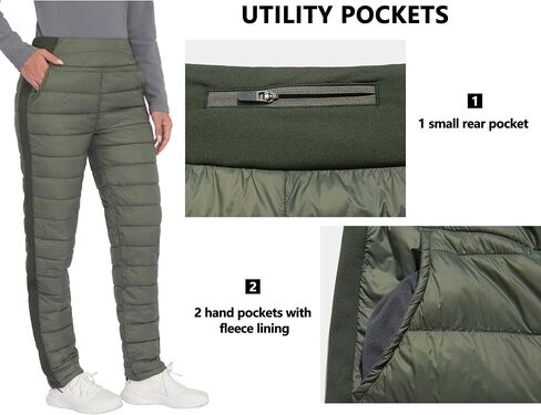 Little Donkey Andy Women's Down Pants Lightweight Insulated Puffy Sweat Pants High Waist Warm Puffer Quilted Trousers for Women Snow Winter Outdoor Camping Running Jogging Golf Hiking, Blue, X-Large in Saudi Arabia