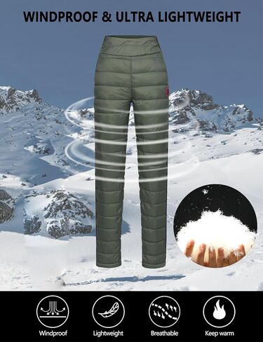 Little Donkey Andy Women's Down Pants Lightweight Insulated Puffy Sweat Pants High Waist Warm Puffer Quilted Trousers for Women Snow Winter Outdoor Camping Running Jogging Golf Hiking, Blue, X-Large in Saudi Arabia