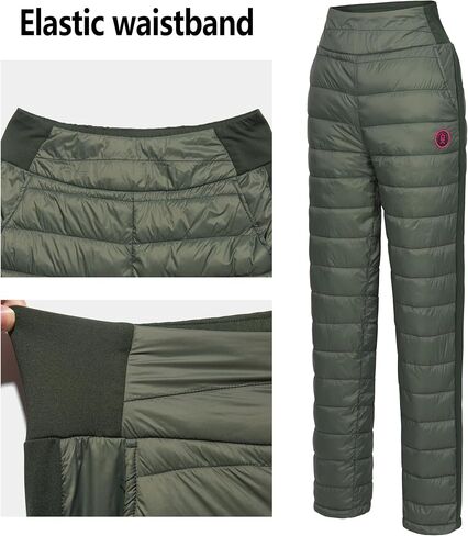 Little Donkey Andy Women's Down Pants Lightweight Insulated Puffy Sweat Pants High Waist Warm Puffer Quilted Trousers for Women Snow Winter Outdoor Camping Running Jogging Golf Hiking, Blue, X-Large in Saudi Arabia