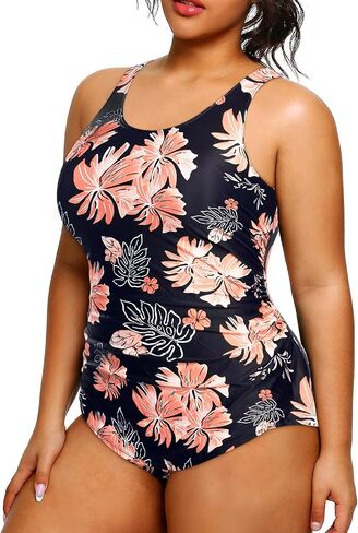 Holipick Plus Size Sarong One Piece Swimsuit for Women Tummy Control Bathing Suit Ruched Backless Swimwear in Saudi Arabia