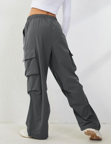 بنطلون BBX Lephsnt الفضفاض للسيدات مع جيب قابل للتعديل عالي الخصر بنطلون ركض مريح مناسب للمظلة Y2K in Kuwait