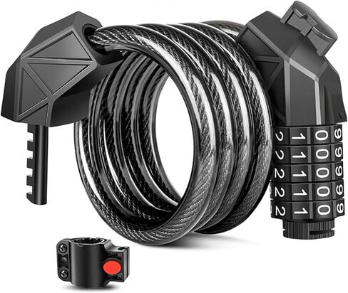 Bike Lock Cable Lock, Combination Bike Locks Heavy Duty Anti Theft Bicyle Lock Scooter Lock- Bike Accessories in Kuwait