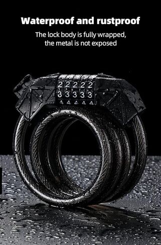 Bike Lock Cable Lock, Combination Bike Locks Heavy Duty Anti Theft Bicyle Lock Scooter Lock- Bike Accessories in Kuwait