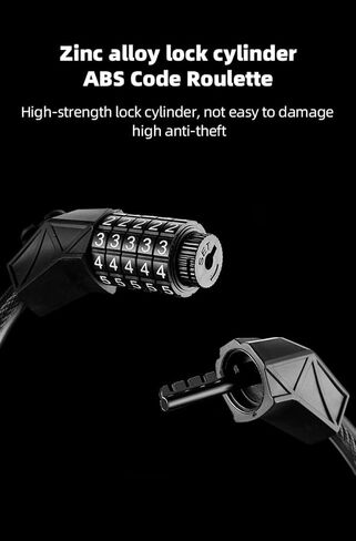 Bike Lock Cable Lock, Combination Bike Locks Heavy Duty Anti Theft Bicyle Lock Scooter Lock- Bike Accessories in Kuwait