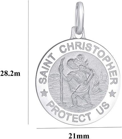 925 Sterling Silver Saint Christopher Charm Pendant Patron Saint of Travelers, Made in Italy in Saudi Arabia
