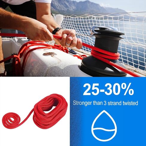 صُنعت أمارين زوجًا من 3/4 بوصة 30 قدمًا مزدوجة نايلون نايلون دافينج حبل حبل مزدوج مضفر ، حد تحميل العمل: 1900 رطل ، قوة كسر: 9500 رطل (أحمر) in Kuwait