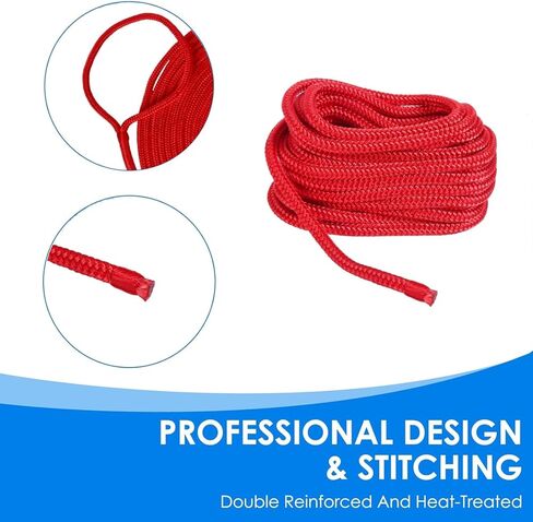 صُنعت أمارين زوجًا من 3/4 بوصة 30 قدمًا مزدوجة نايلون نايلون دافينج حبل حبل مزدوج مضفر ، حد تحميل العمل: 1900 رطل ، قوة كسر: 9500 رطل (أحمر) in Kuwait