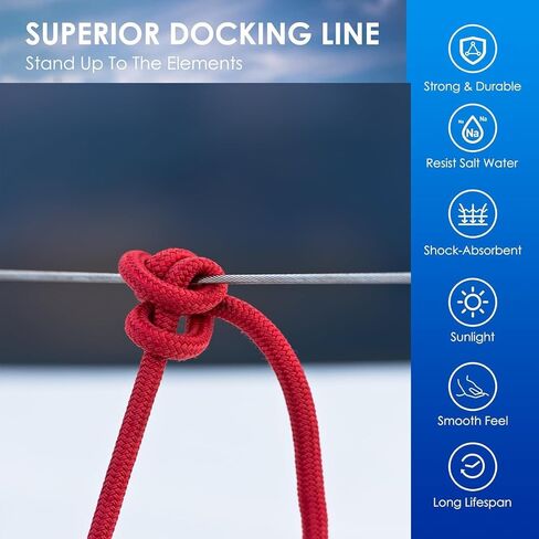 صُنعت أمارين زوجًا من 3/4 بوصة 30 قدمًا مزدوجة نايلون نايلون دافينج حبل حبل مزدوج مضفر ، حد تحميل العمل: 1900 رطل ، قوة كسر: 9500 رطل (أحمر) in Kuwait