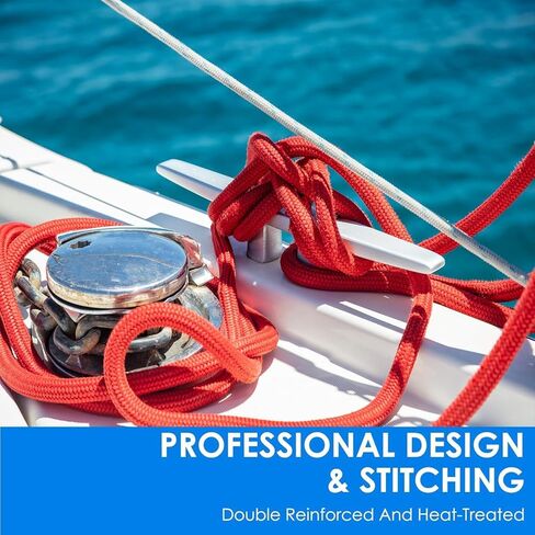 صُنعت أمارين زوجًا من 3/4 بوصة 30 قدمًا مزدوجة نايلون نايلون دافينج حبل حبل مزدوج مضفر ، حد تحميل العمل: 1900 رطل ، قوة كسر: 9500 رطل (أحمر) in Kuwait