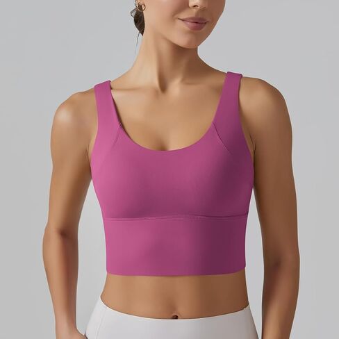Sports Bra for Women V-Back Yoga Bra Padded Medium Support Strappy Bras Seamless High Impact Athletic Bras in Kuwait