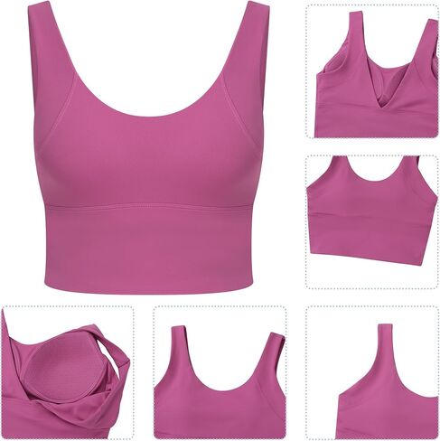 Sports Bra for Women V-Back Yoga Bra Padded Medium Support Strappy Bras Seamless High Impact Athletic Bras in Kuwait