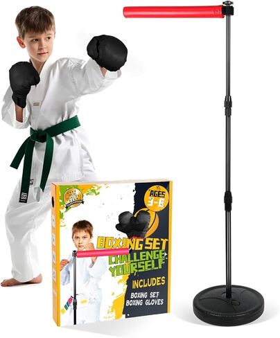 قضيب دوار 360 درجة، قضيب منعكس، قضيب ملاكمة دوار، مجموعة ملاكمة قابلة للتعديل، مناسبة للأطفال مع قفاز in Kuwait