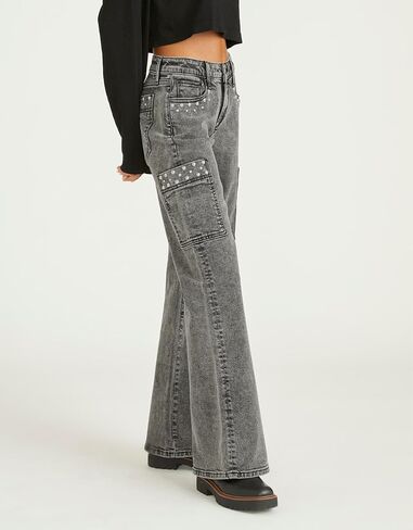 Kedera Women's Pearl Jeans High Waisted Jeans Boyfriend Baggy Straight Leg Casual Denim Pants Trousers Y2K in Kuwait