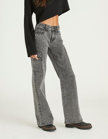 Kedera Women's Pearl Jeans High Waisted Jeans Boyfriend Baggy Straight Leg Casual Denim Pants Trousers Y2K in Kuwait