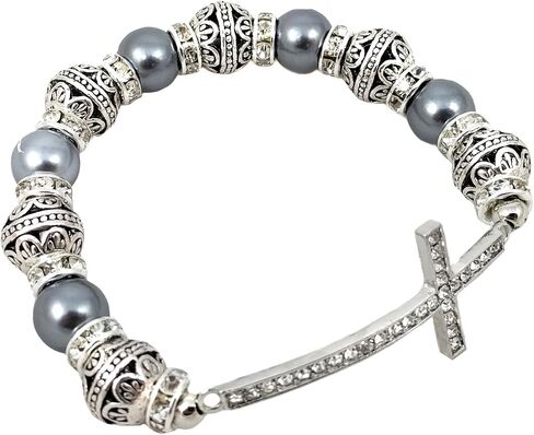 Sideways Curved Cross Stretch Bracelet in Saudi Arabia