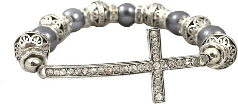 Sideways Curved Cross Stretch Bracelet in Saudi Arabia