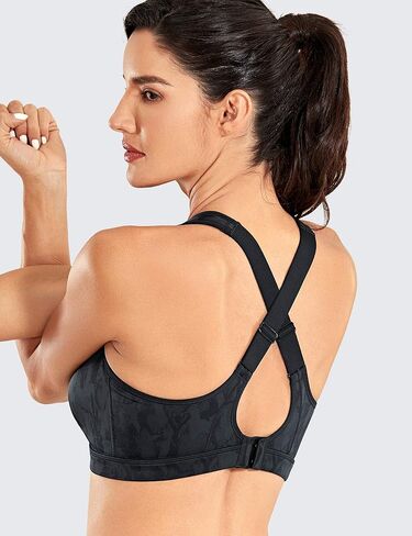 SYROKAN High Impact Criss Cross Sports Bras for Women High Neck Wirefree Full Coverage Padded in Saudi Arabia