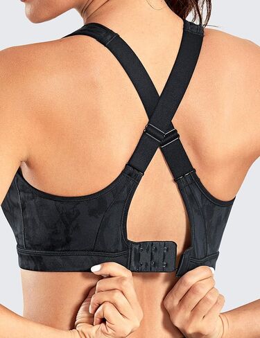SYROKAN High Impact Criss Cross Sports Bras for Women High Neck Wirefree Full Coverage Padded in Saudi Arabia