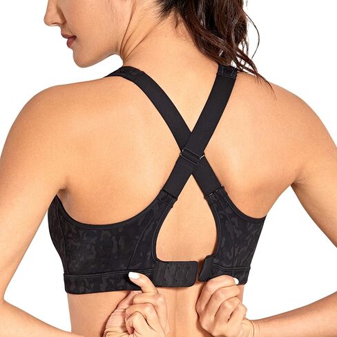 SYROKAN High Impact Criss Cross Sports Bras for Women High Neck Wirefree Full Coverage Padded in Saudi Arabia