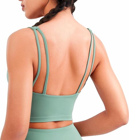 JOYSPELS Smooth Feeling Square Neck Sports Bra Open Back Strappy Workout Tops for Women Yoga Wireless Bra Padded in Saudi Arabia