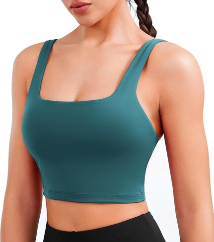 JOYSPELS Smooth Feeling Square Neck Sports Bra Open Back Strappy Workout Tops for Women Yoga Wireless Bra Padded in Saudi Arabia
