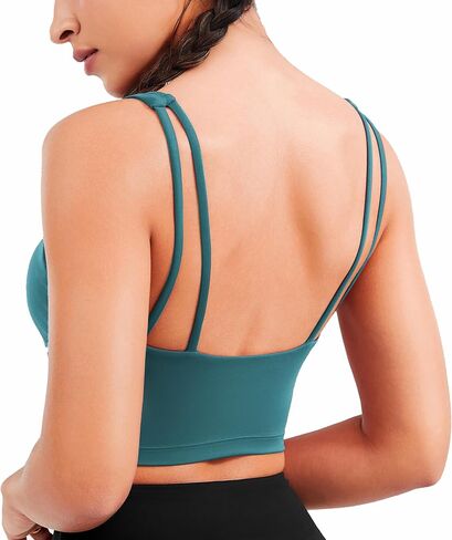 JOYSPELS Smooth Feeling Square Neck Sports Bra Open Back Strappy Workout Tops for Women Yoga Wireless Bra Padded in Saudi Arabia