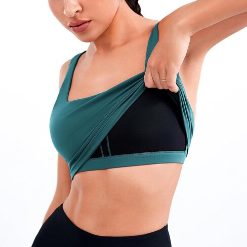 JOYSPELS Smooth Feeling Square Neck Sports Bra Open Back Strappy Workout Tops for Women Yoga Wireless Bra Padded in Saudi Arabia