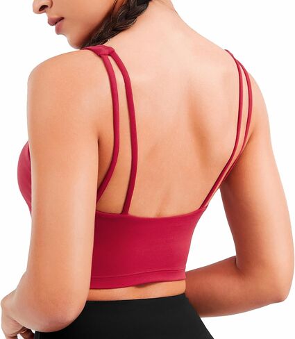 JOYSPELS Smooth Feeling Square Neck Sports Bra Open Back Strappy Workout Tops for Women Yoga Wireless Bra Padded in Saudi Arabia