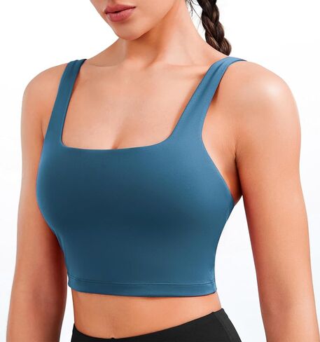 JOYSPELS Smooth Feeling Square Neck Sports Bra Open Back Strappy Workout Tops for Women Yoga Wireless Bra Padded in Saudi Arabia