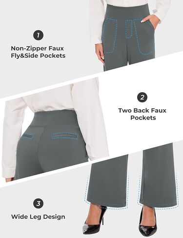 Desol Women's Yoga Pants with Pockets High Waist Straight Leg Pants Stretchy Workout Pant Tummy Control Work Pants for Women in Saudi Arabia