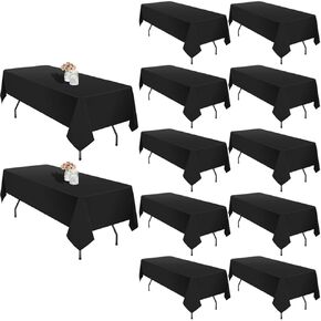 8 Pack Black Table Cloth Rectangle 60x102 Inch Cloth Tablecloths for 6 Foot Rectangle Tables Washable Polyester Table Cover Fit Wedding Reception Banquet Buffet Restaurant Party