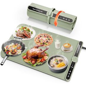 Warming Mat for Food - Silicone Electric Warming Tray with 9 Temp Levels, Timer & Auto Shut-Off, Foldable Food Heating Mat for Buffet,Parties,Gatherings & Daily Use